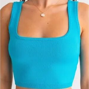 Turquoise Square Neck Crop Top